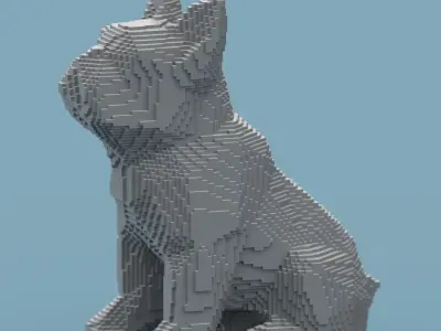 Voxel Dog Low-poly 3D model