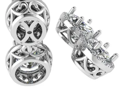 Oval Halo Earring 1344 3D print model