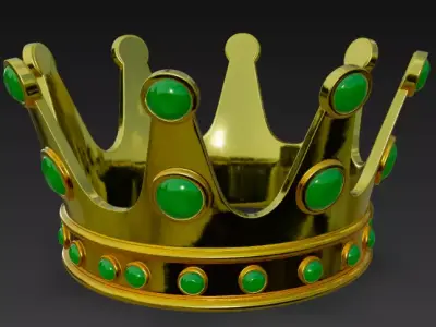 Golden Crown with Emerald Gems 3D model