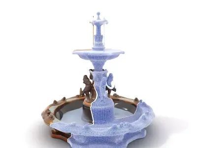 Bronze Ornate Fountain model pack Low-poly 3D model