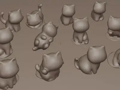 Cat Figurines Packs Low-poly 3D model
