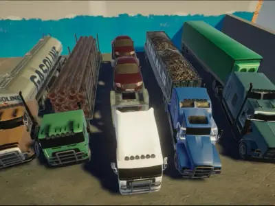 12 Low Poly Trucks collection Low-poly 3D model