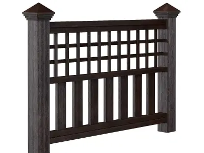 Dark Wooden Fence 3D Model 3D model