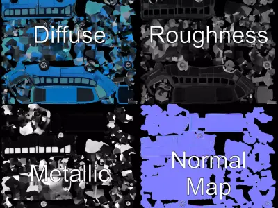 Sleek Blue Bus model pack Low-poly 3D model