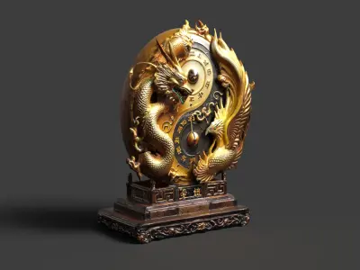 Chinese yin yang symbol  Low-poly 3D model
