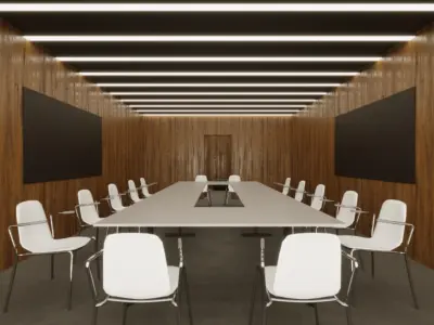 VR Conference Room Corona Max Scene and Baked Low-poly 3D model