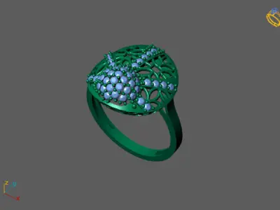 STL 3DM Women Ring Womens Ring Diamonds With Stone Model DP1707 3D print model