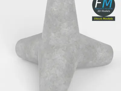 Concrete tetrapod 3D model