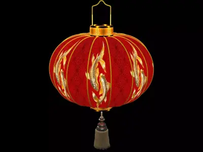 Chinese Red  Lantern  Low-poly 3D model