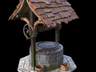  WELL MEDIEVAL FAN ART Low-poly 3D model