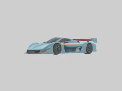 Racing Car with Aerodynamic Spoilers model Low-poly 3D model