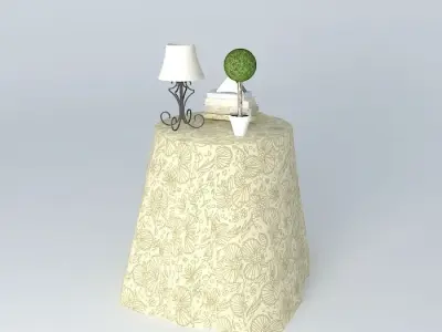 corner table with towel dressed side table Free 3D model