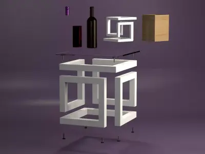 Coffee Table and Infinity Cube Vase 3D model