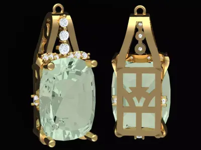 Le Vian Mint Julep Quartz Diamond Drop Earrings 3D print model