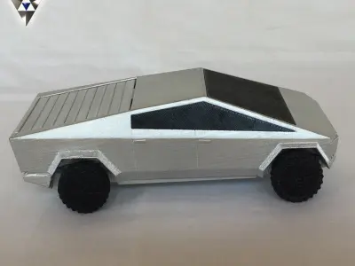 CYBERTRUCK silver toy car Free 3D print model