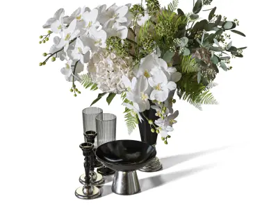 Flower Set 089 tall vase hydrangea orchid 3D model