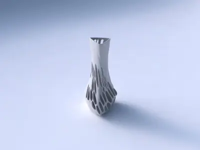 Vase puffy triangle with twisted half organic lattice 3D print model