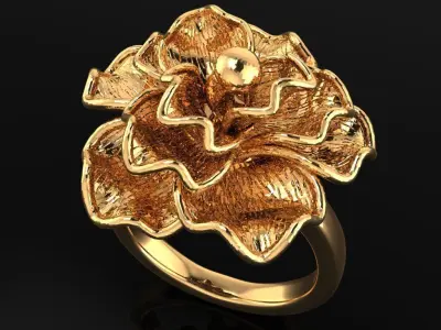 Women Ring 67 fancy flower gold ring for women 3D print model
