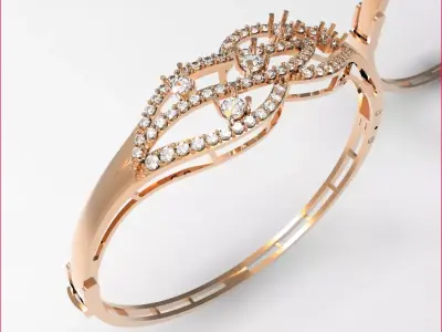 jewelry two gold bangle bracelets with diamonds Free 3D model