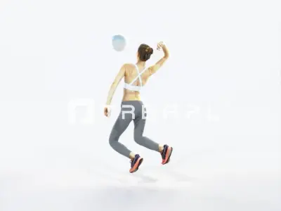 Beauty 17D Jumping Smashing Jumping Sports Woman Low-poly 3D model