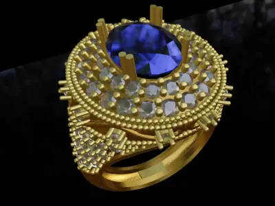 Signet Ring 3D Model  High-Detail Jewelry 3D print model