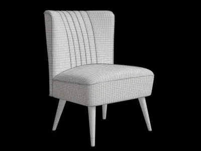Contemporary Velvet Upholstered Accent Chair 3D model