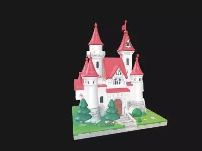 Low Poly Cake Castle Model for 3D Projects Low-poly 3D model