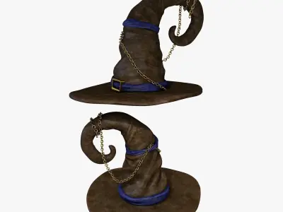 Wizard Hat Fantasy Witch Game Ready Low-poly 3D model