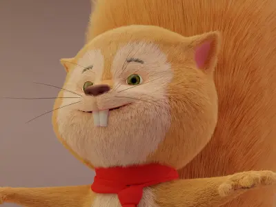 Squirrel Cartoon Rigged with Fur 3D model