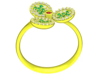 Elegant Clover Pave Gemstone Ring for Women 4811 3D print model