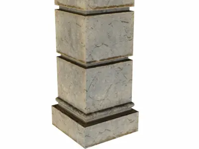 Column stone with square base Low-poly 3D model