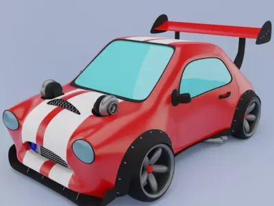 Funny Carton Car  Racing Car 3D model 3D model