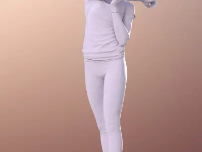 Iona 10919 - Black sport girl standing stretching 3D model