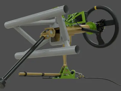 Highpoly steering wheel gearshift and handbrake for rally car 3D model