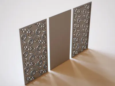 Partition three wooden panels 3D model buy