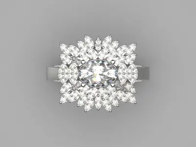 Flower Cocktail Ring jr00018 3D print model