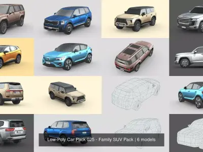 Low-Poly Car Pack 025 - Family SUV Pack