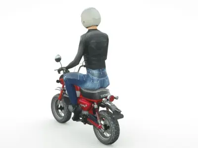 2019 Honda Monkey with Lady Biker Low-poly 3D model