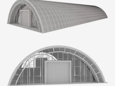 angar building with arched roof 3D model