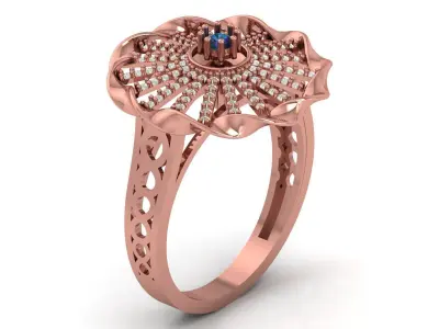 ladies Diamond Ring 3D print model 13