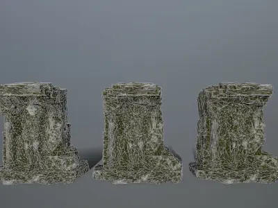 statue 2 stone structure Low-poly 3D model