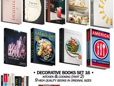 145 decorative books set 16 kitchen and cooking P02 3D model