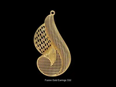 Fusion Gold Earrings EAC Collection 3D Model Pack