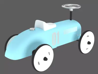 Retro Push Car Toy 3D Model 3D model