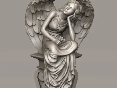 Resting Grace Sitting Angel Statue 3D print model
