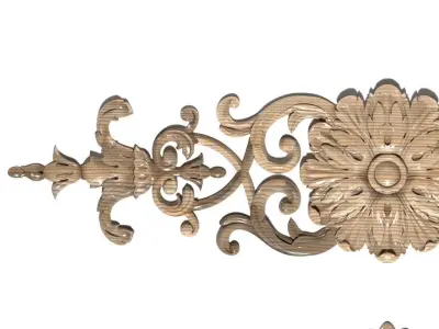 Cartouche-030 wood carving - ornate floral design 3D model