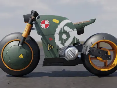 Retrofuturistic Bike Low-Poly 3d Model Low-poly 3D model