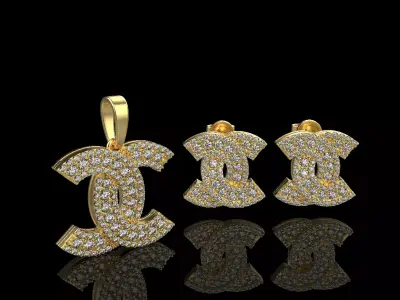 Pendant and Earrings set 50062 3D print model