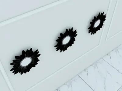 Decorative Metal Mirror plants with gold   M 16 3D model