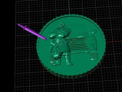 Lexus and warrior with sword coin 3D print model
